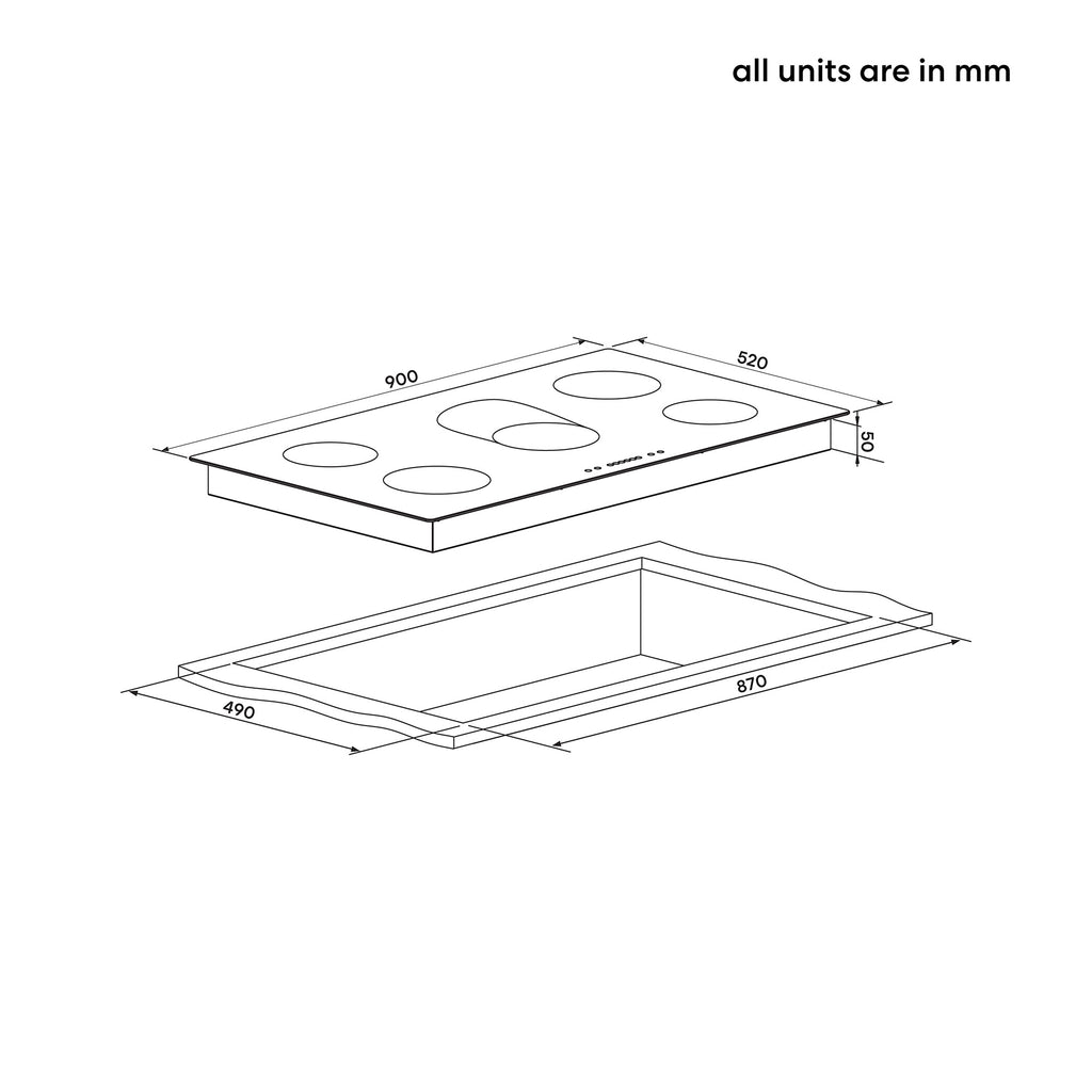 90cm 5 Zone Ceramic Cooktop