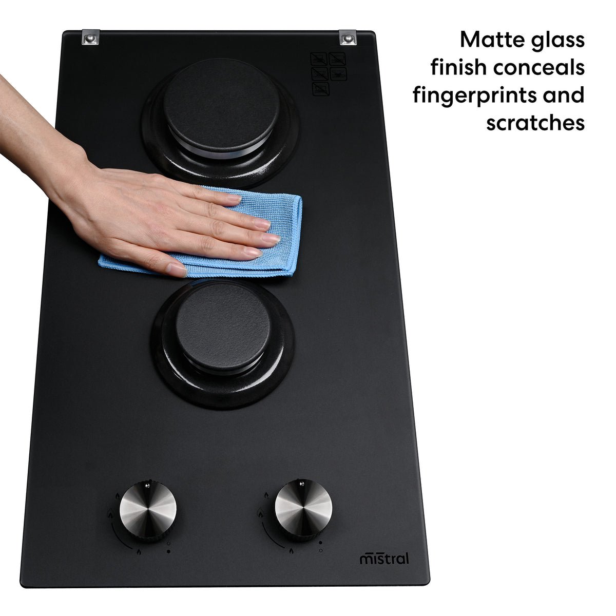 30cm Dual Burner Gas Cooktop - Matte Glass