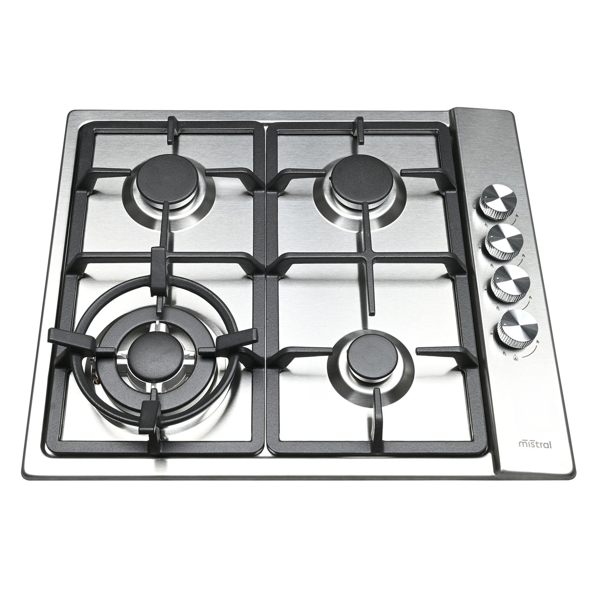 60cm 4 Burner Stainless Steel Gas Cooktop with Side Knob Controls