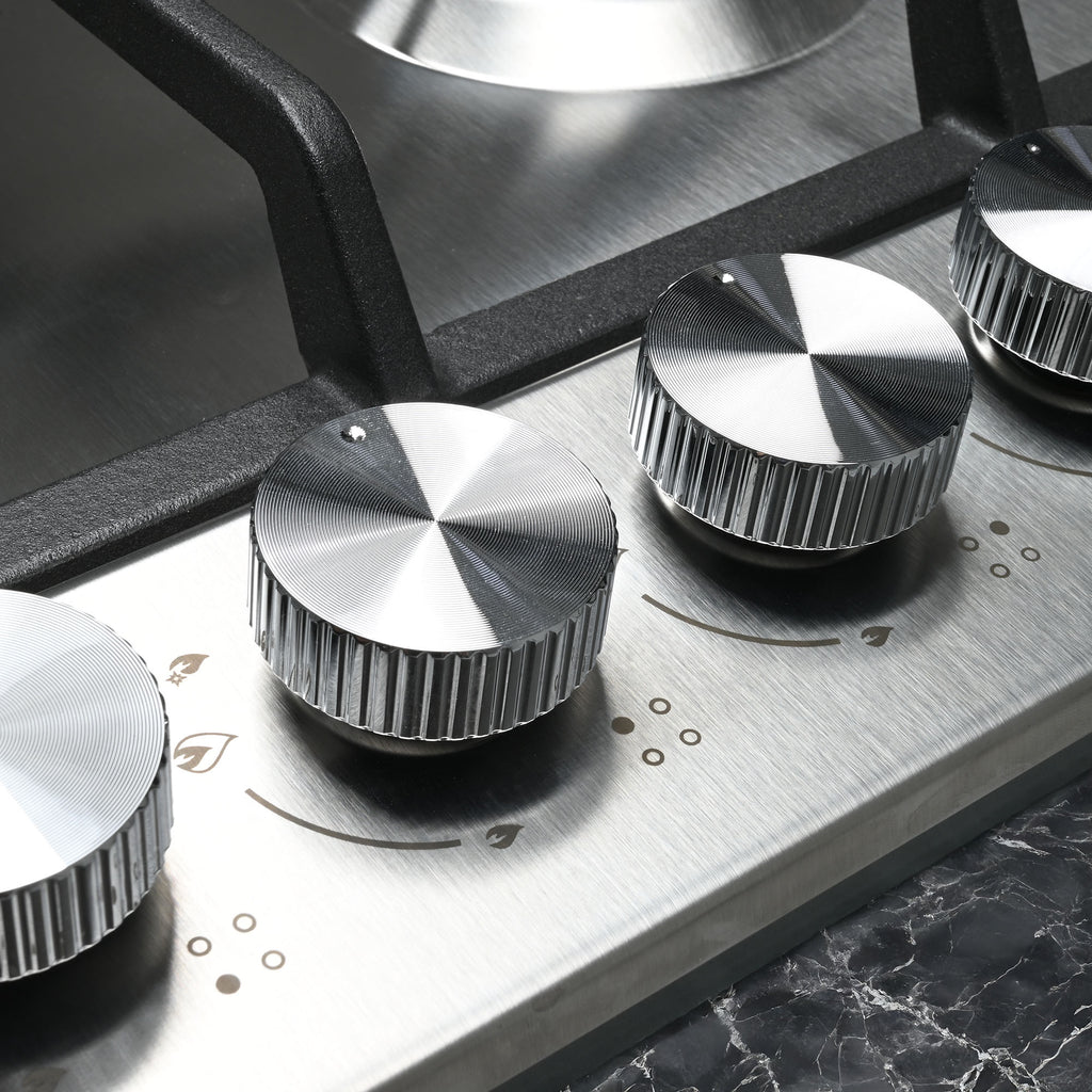 60cm 4 Burner Stainless Steel Gas Cooktop with Side Knob Controls