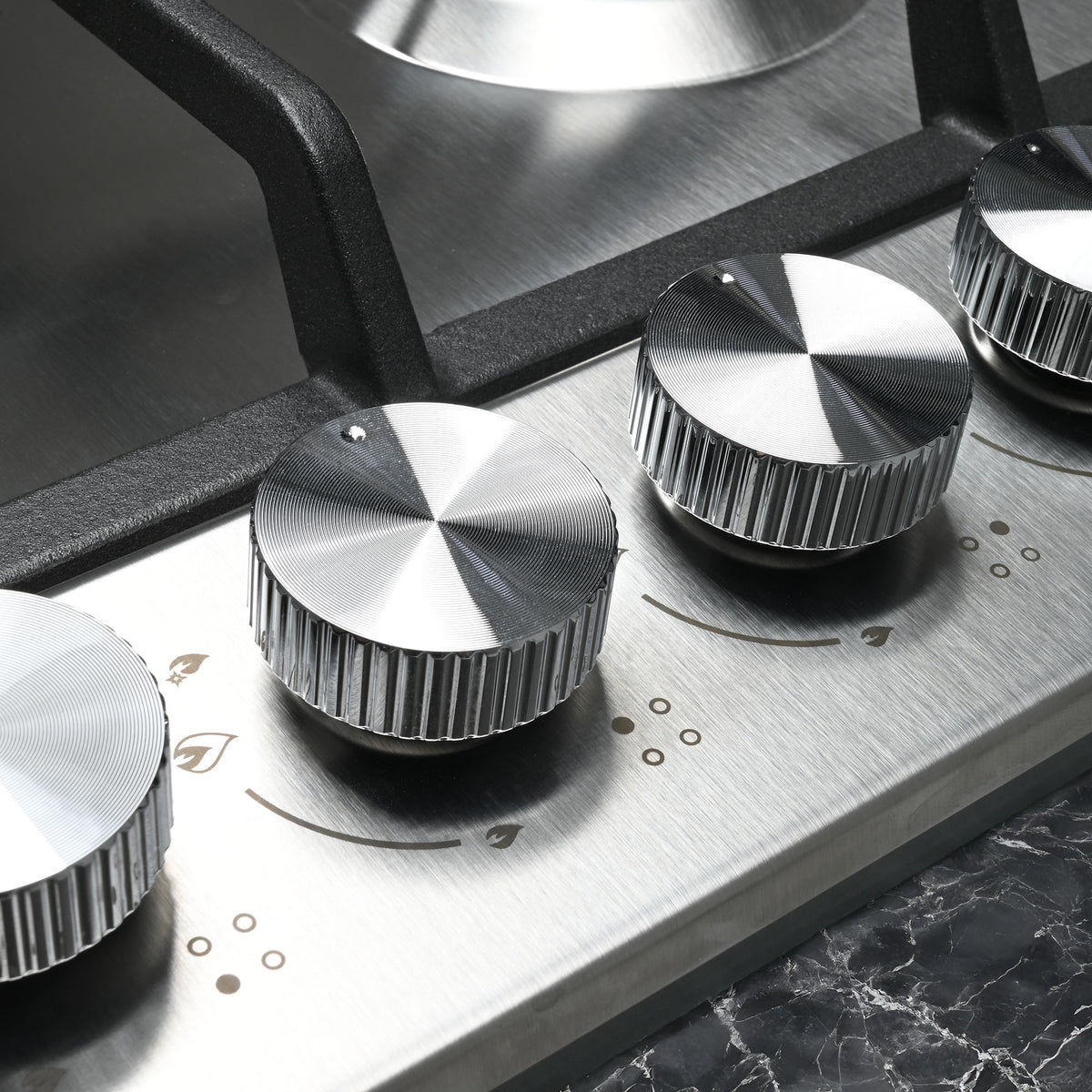 60cm 4 Burner Stainless Steel Gas Cooktop with Side Knob Controls