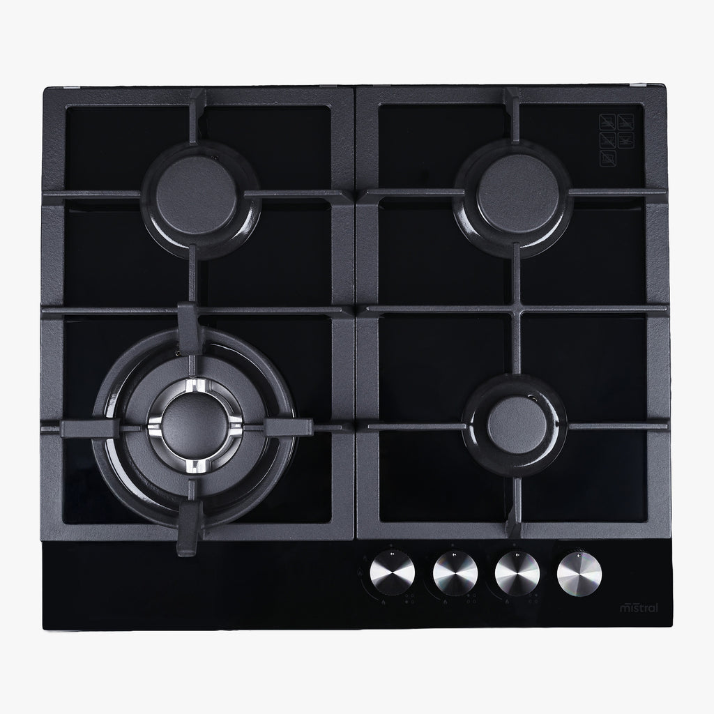 60cm 4 Burner Black Ceramic Glass Gas Cooktop