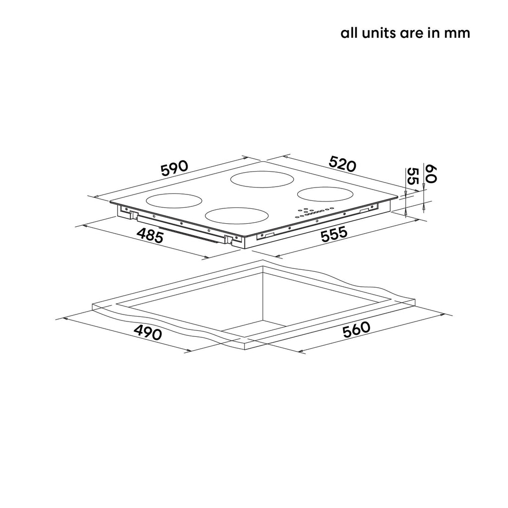 60cm 4 Zone Induction Cooktop
