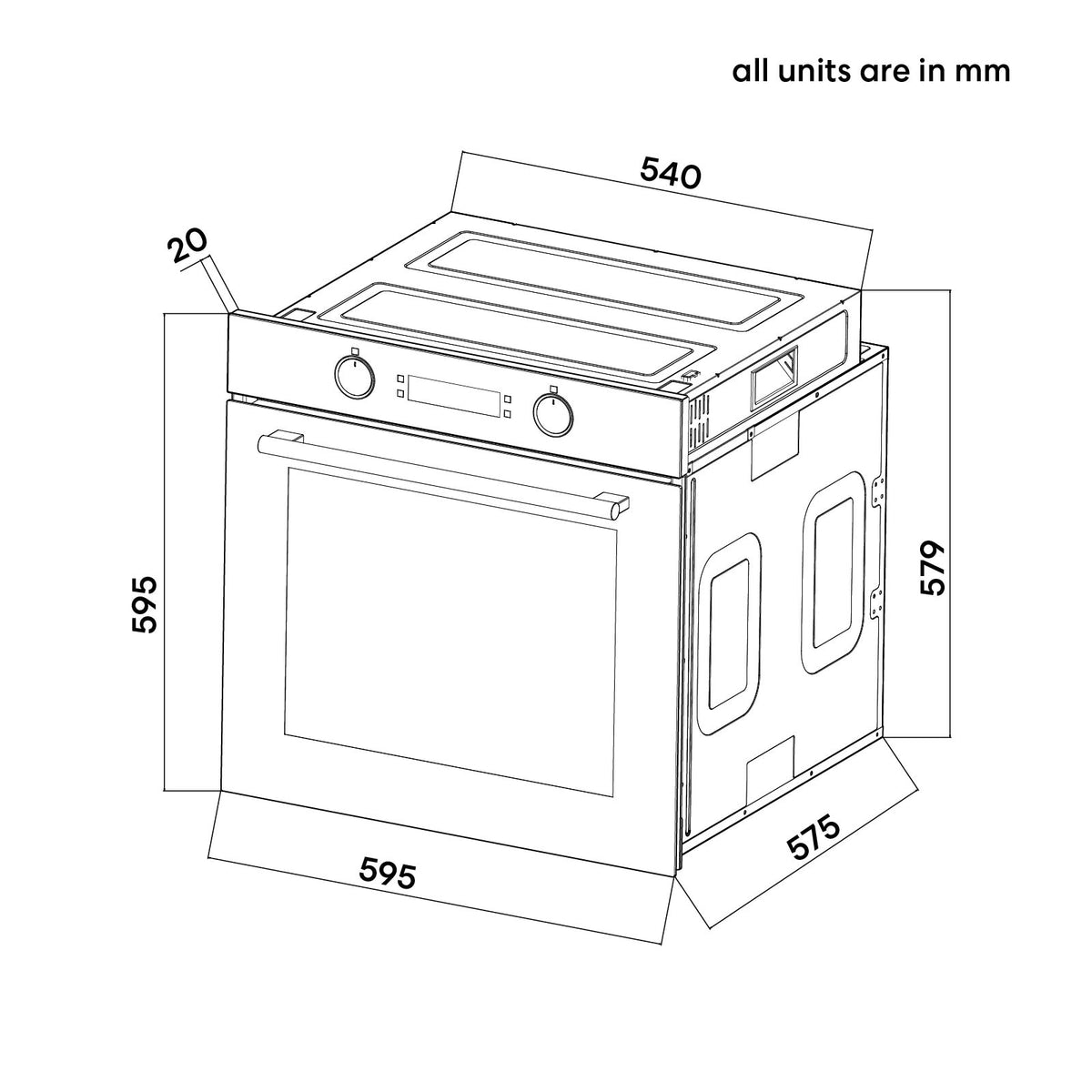60cm 9 Function Built-in Pyrolytic Oven – Black