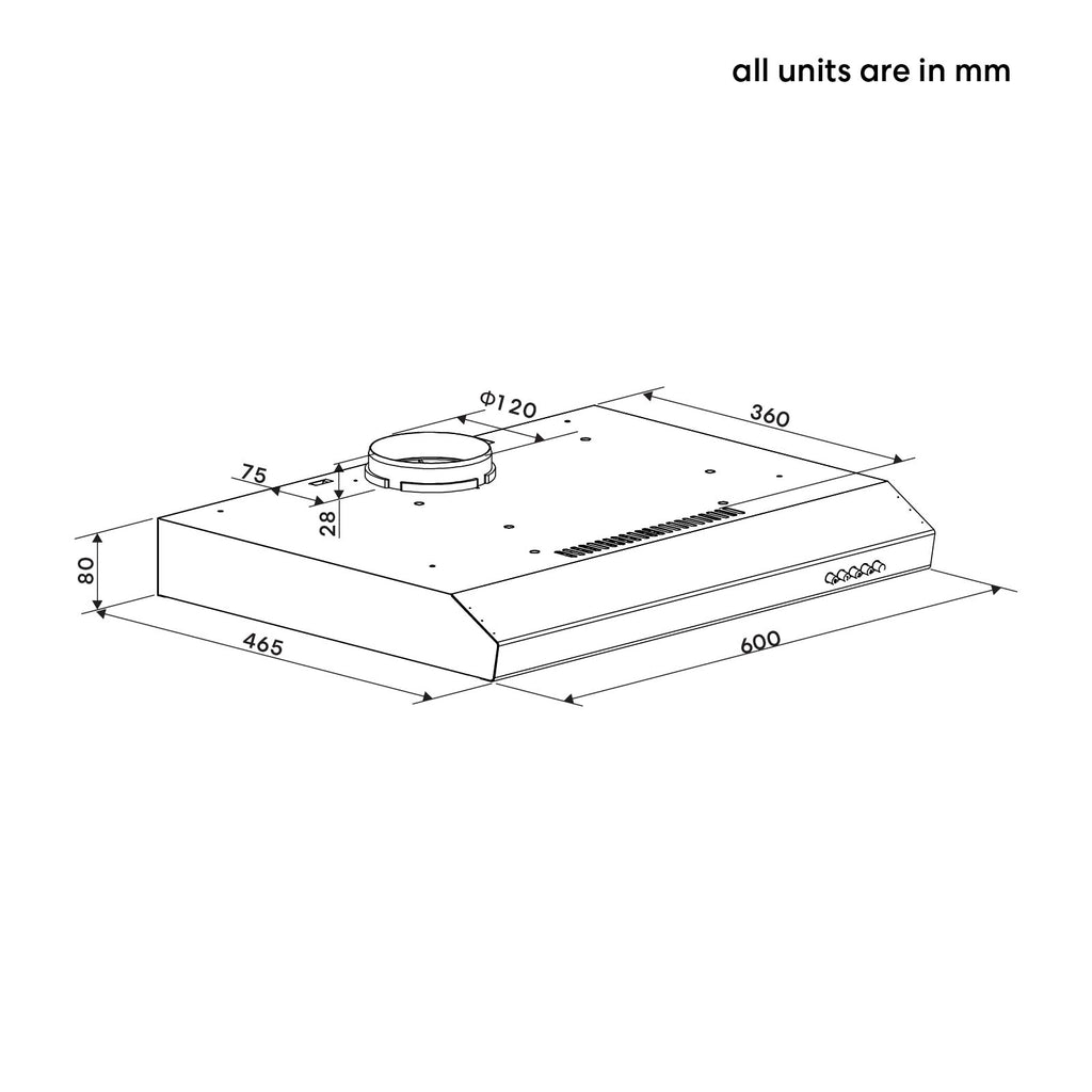 60cm Fixed Rangehood - White