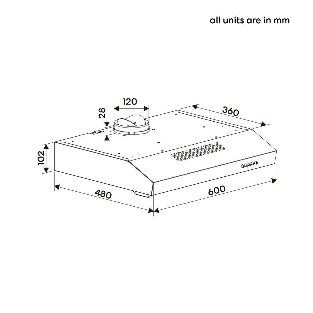 60cm Fixed Rangehood - Stainless Steel