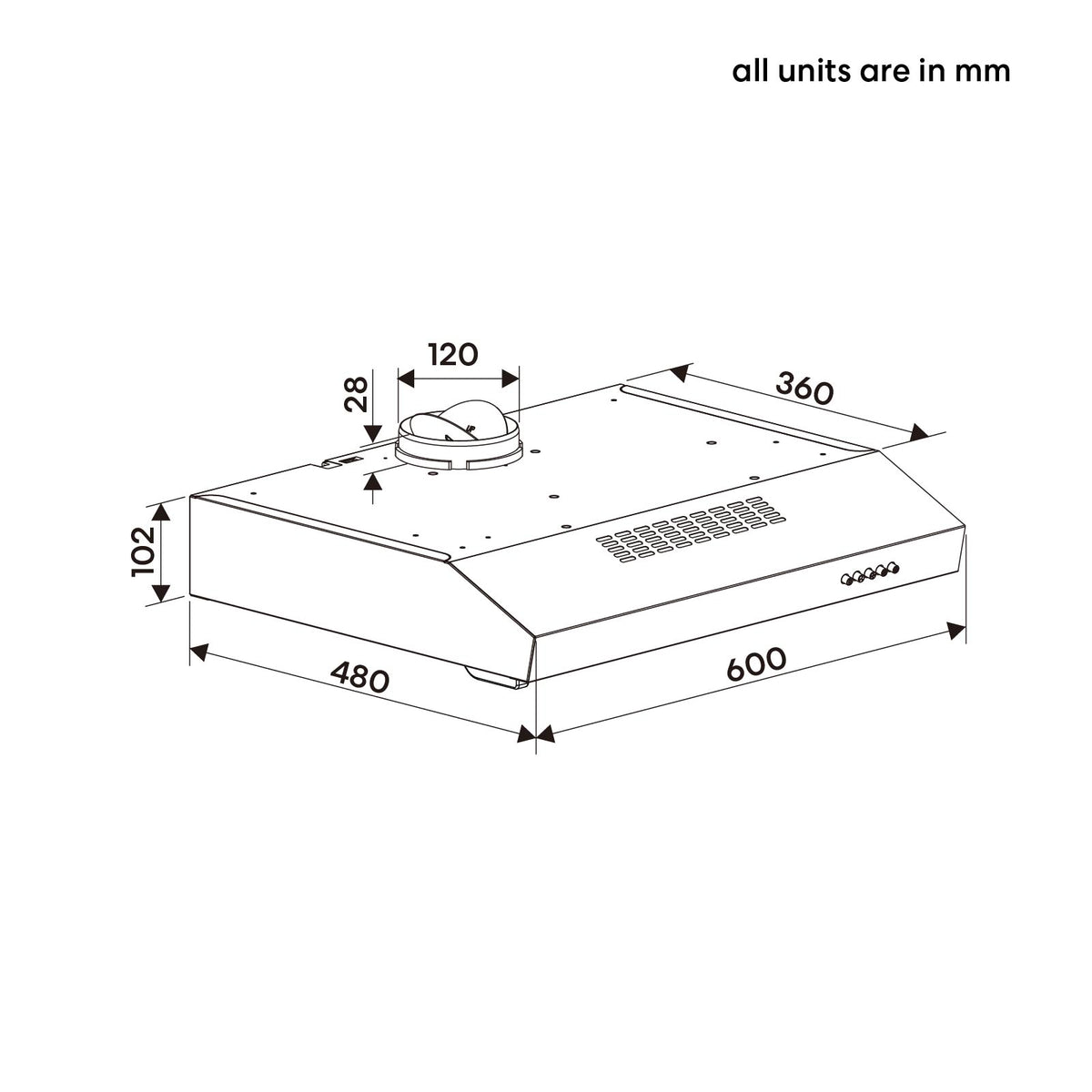 60cm Fixed Rangehood - Stainless Steel