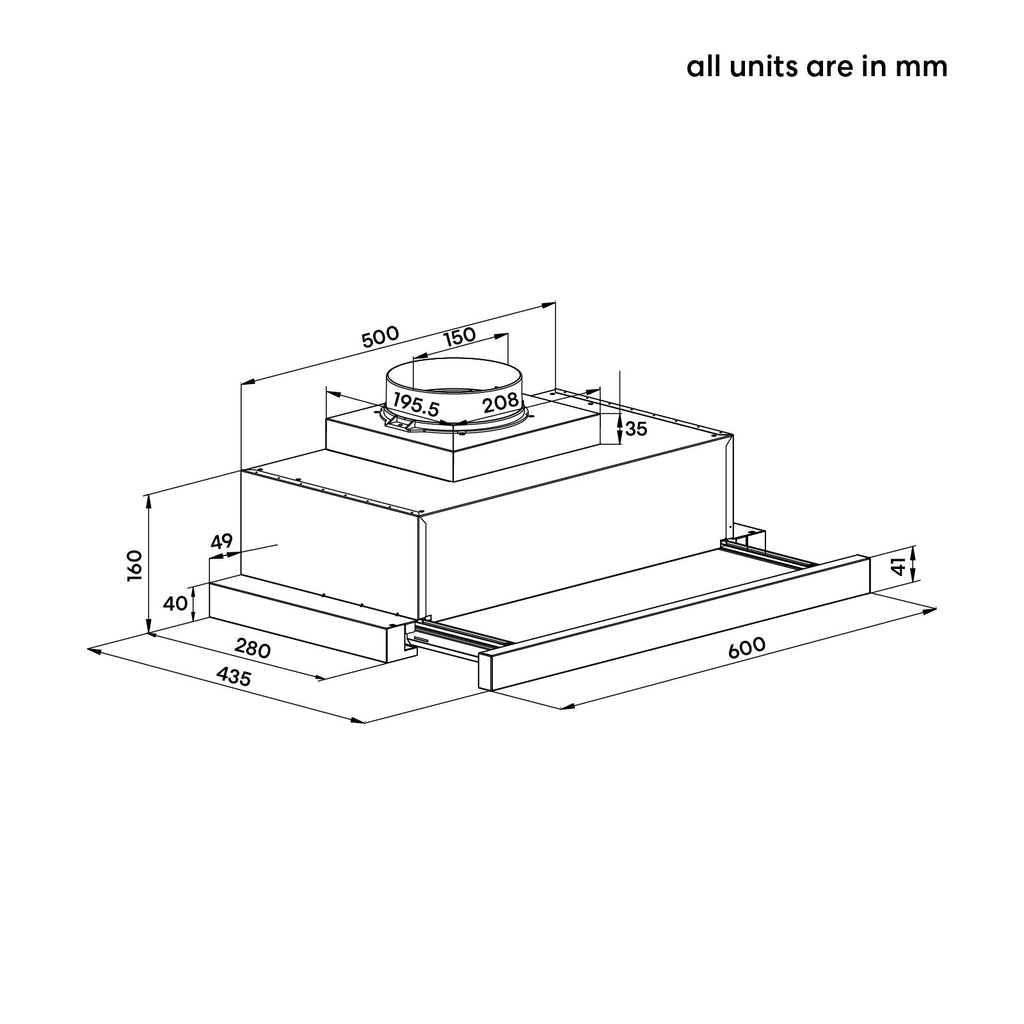 60cm Slide out Rangehood 500
