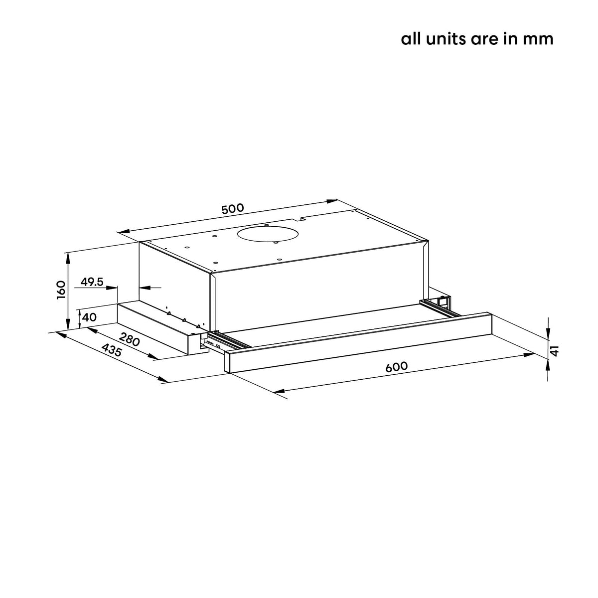 60cm Slide out Rangehood 300